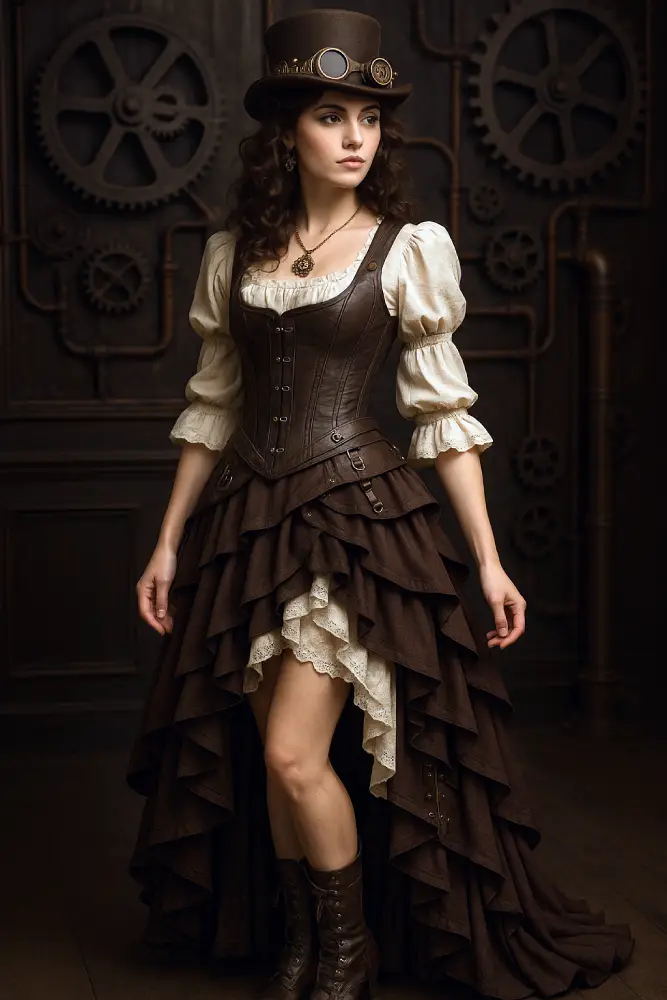 jupe asymétrique steampunk femme