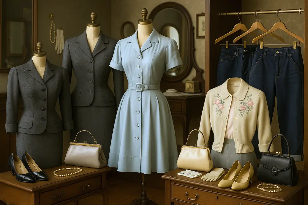 pièces maitresse garde-robe mode femme années 50
