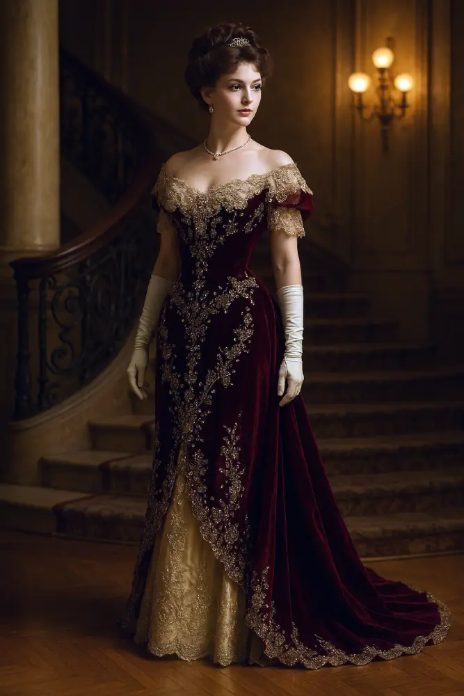 mode édouardienne robe de soir